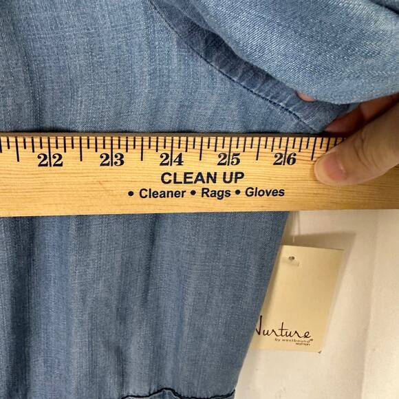 NWT Nurture by Westbound Flutter Sleeve Tiered Midi A-line Dress Tencel 2X Blue - Picture 10 of 11